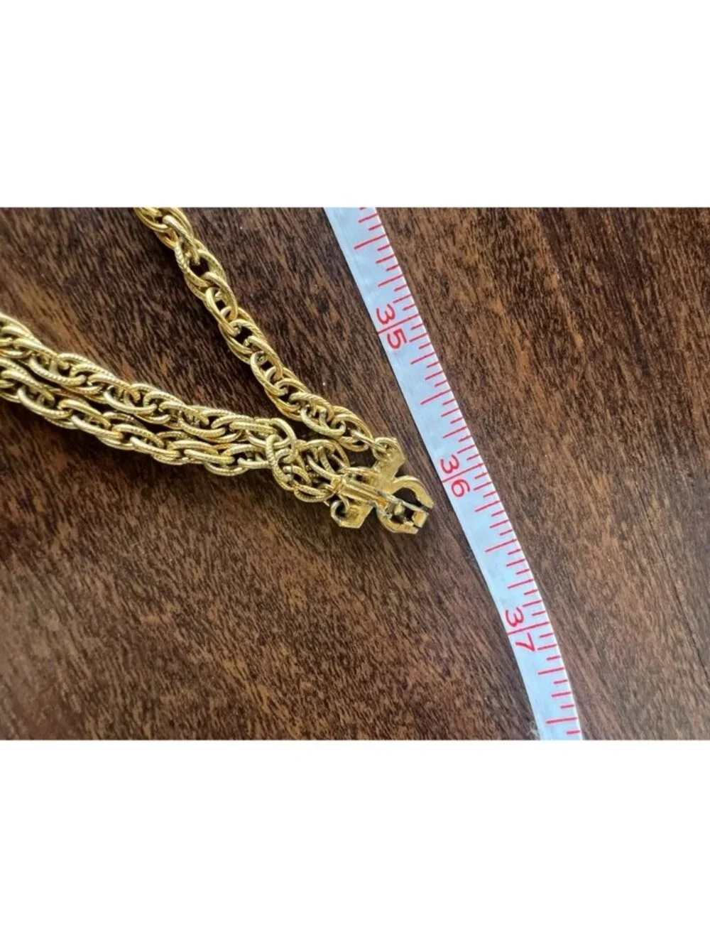 Vintage Gold Tone Rope Chain Necklace Crystal Rhinestone Station Layered